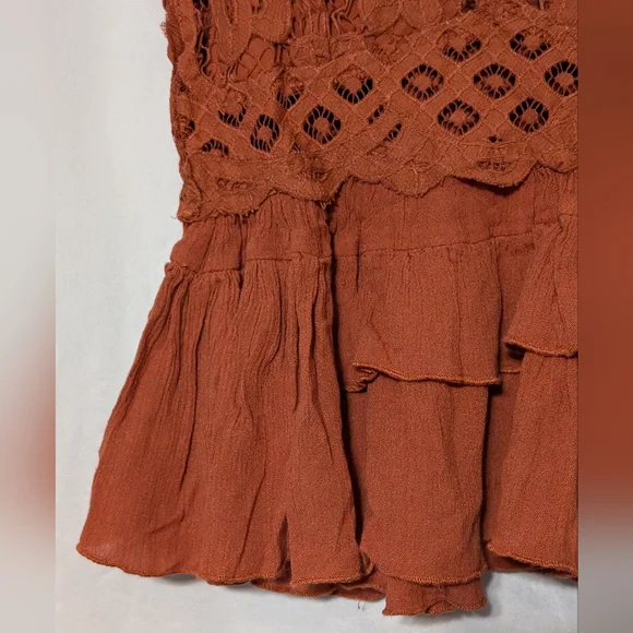 New! Intimately Free People Rust Color Adella Camisole Crochet Lace Top Size S - Picture 6 of 16
